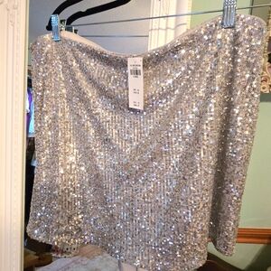 Abercrombie & Fitch Silver Sequin Mini Skirt